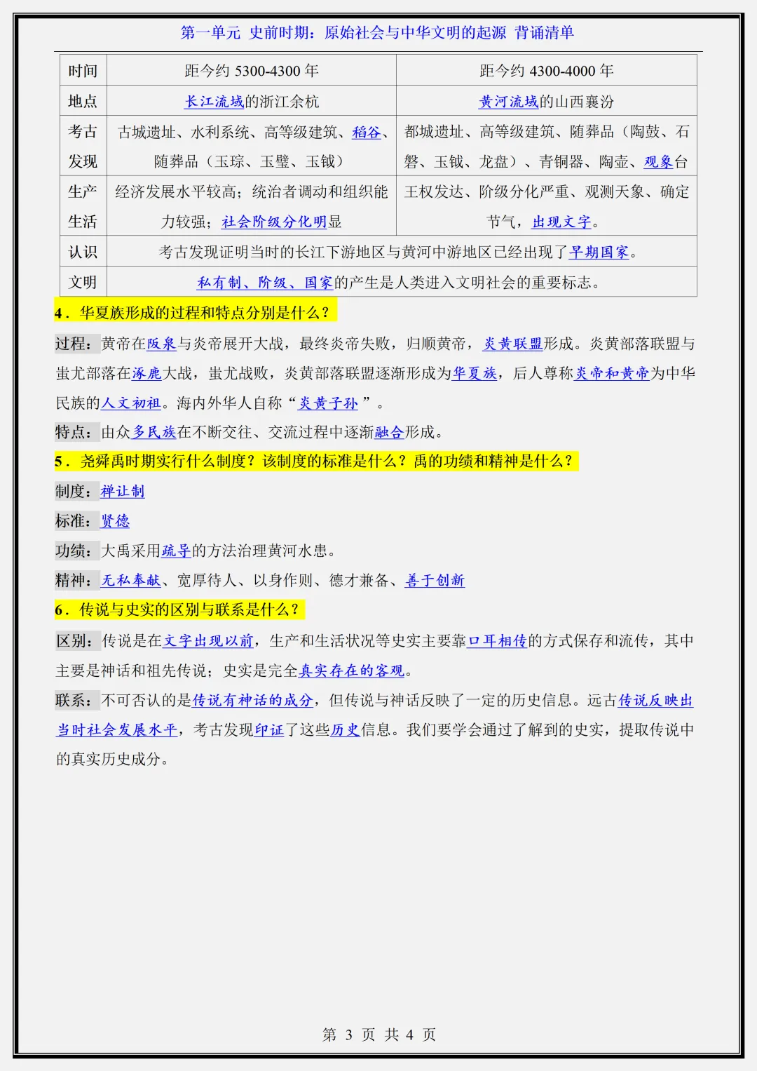初一 | 新教材七年级上册历史知识点总结归纳背诵清单,2026完整版可打印-第3张图片-四季读书网 初一 | 新教材七年级上册历史知识点总结归纳背诵清单,2026完整版可打印-第3张图片-四季读书网