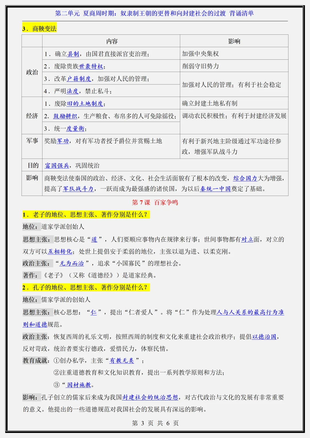 初一 | 新教材七年级上册历史知识点总结归纳背诵清单,2026完整版可打印-第7张图片-四季读书网 初一 | 新教材七年级上册历史知识点总结归纳背诵清单,2026完整版可打印-第7张图片-四季读书网