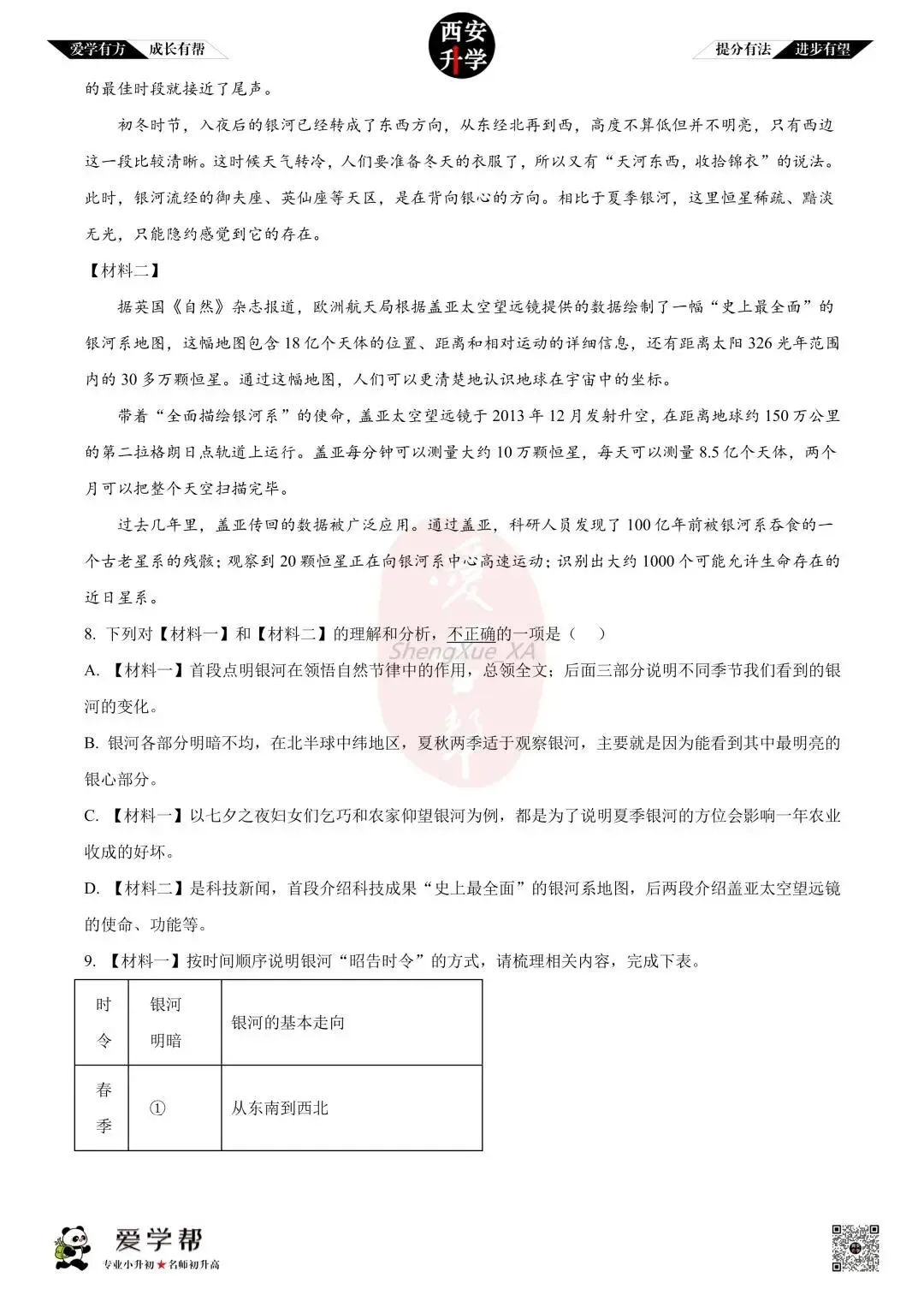 【初二真题 】八年级上学期 期中:高新十一初~语文(含答案解析)-第4张图片-四季读书网