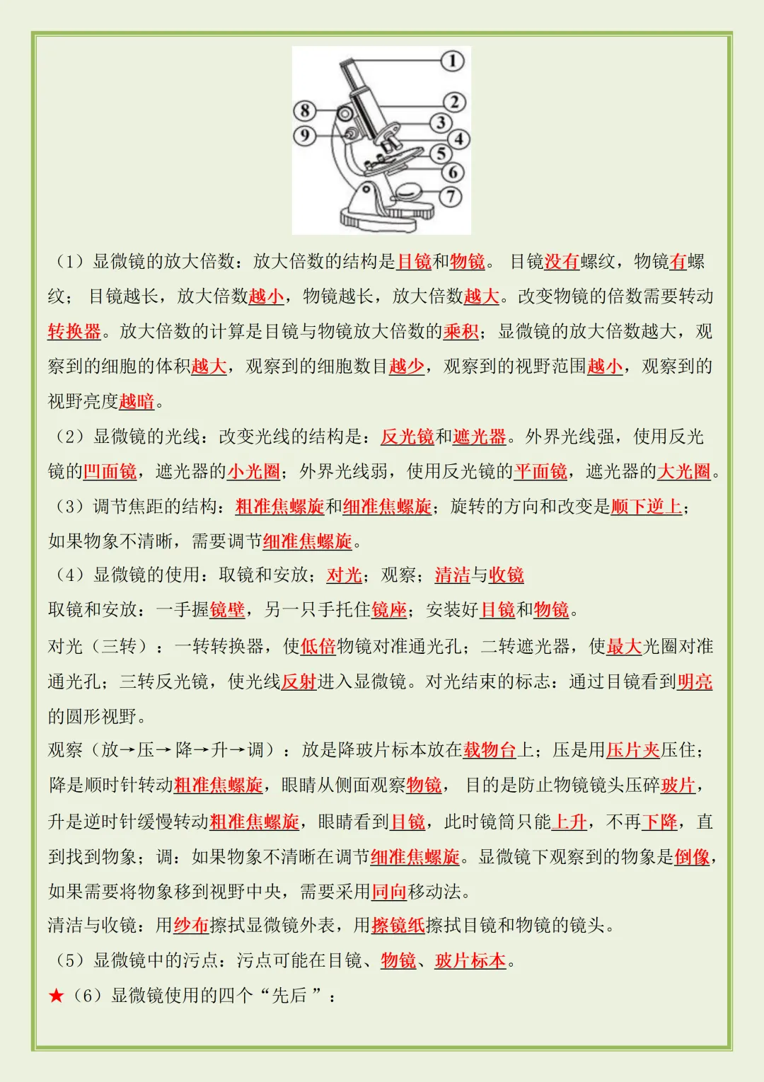 初一 | 新教材七年级上册生物期中知识点总结归纳背诵清单,2026完整版可打印-第4张图片-四季读书网 初一 | 新教材七年级上册生物期中知识点总结归纳背诵清单,2026完整版可打印-第4张图片-四季读书网