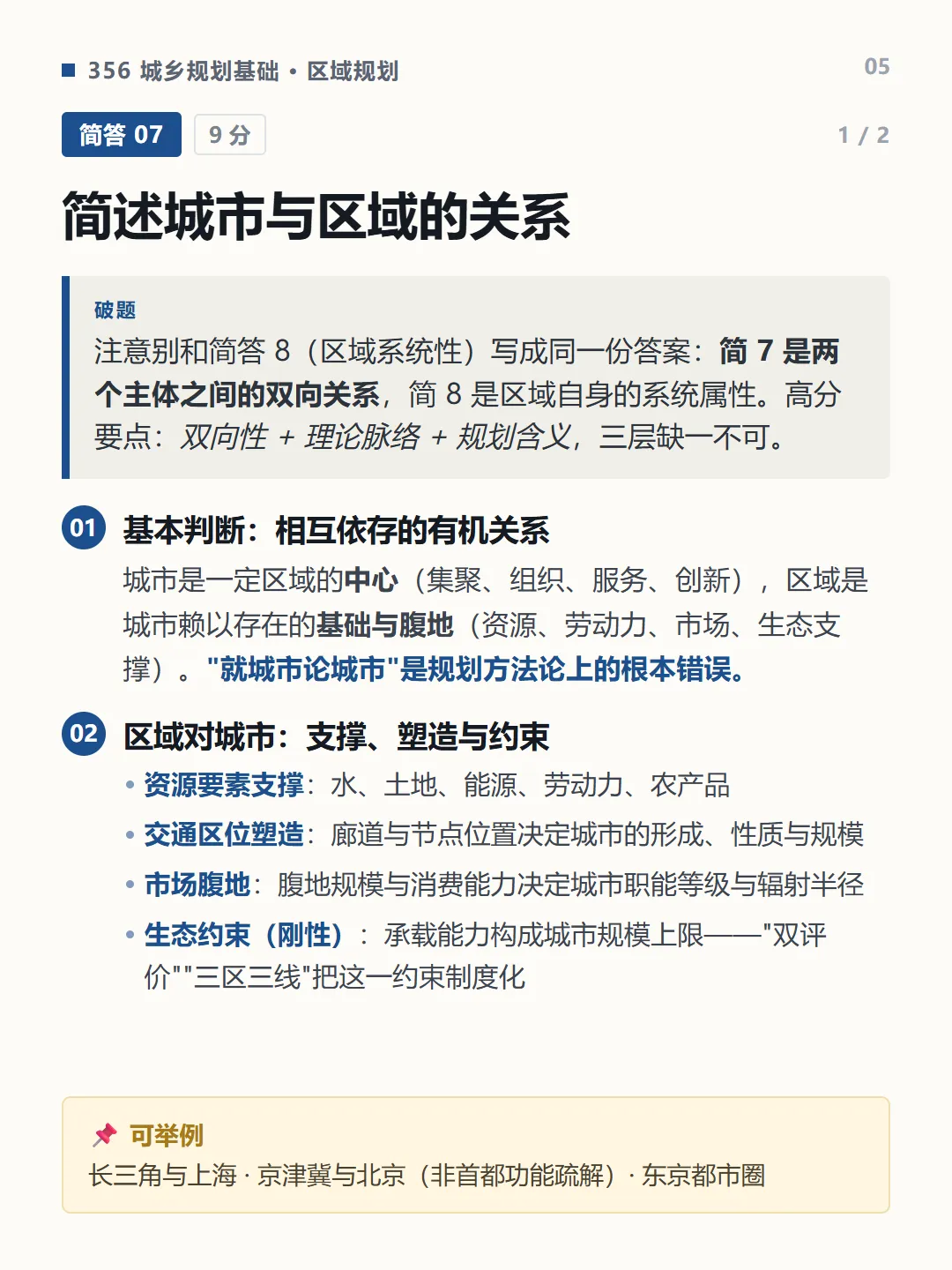城乡规划真题39期 |城市与区域关系-第1张图片-四季读书网