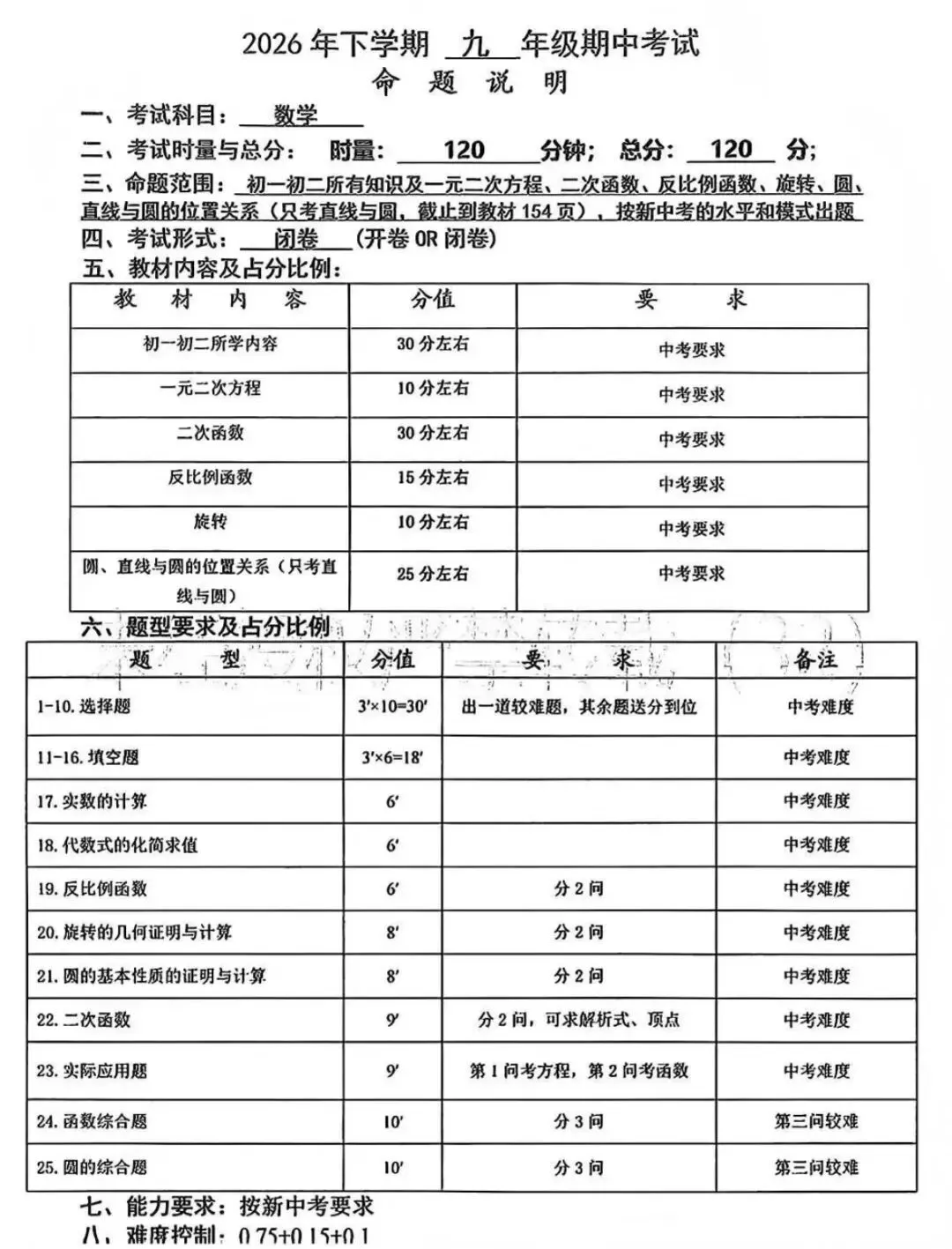 速看!2026年长郡初一到初三期中命题说明来了-第8张图片-四季读书网
