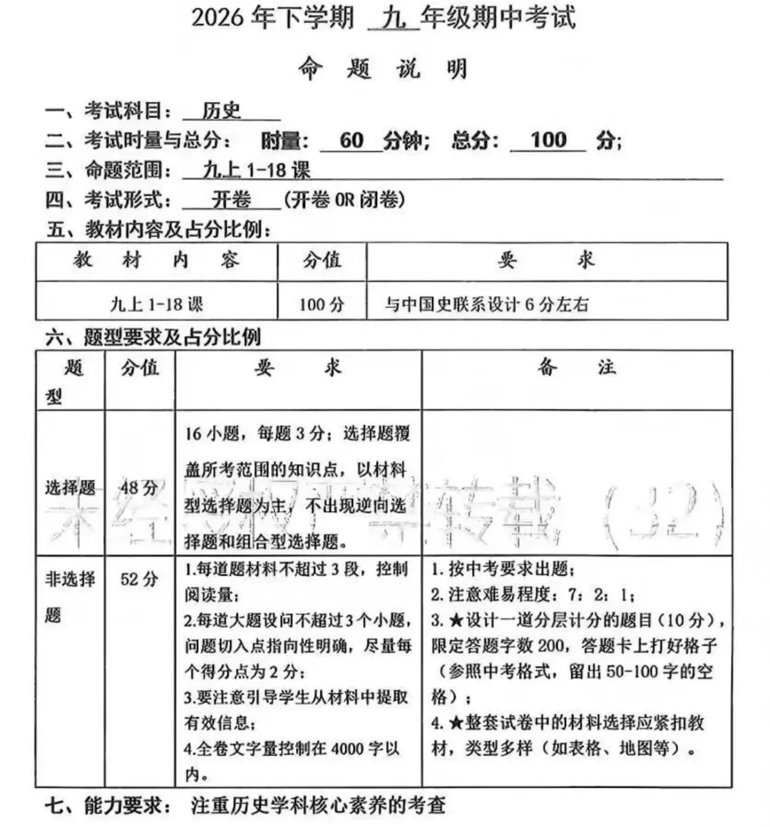 速看!2026年长郡初一到初三期中命题说明来了-第12张图片-四季读书网