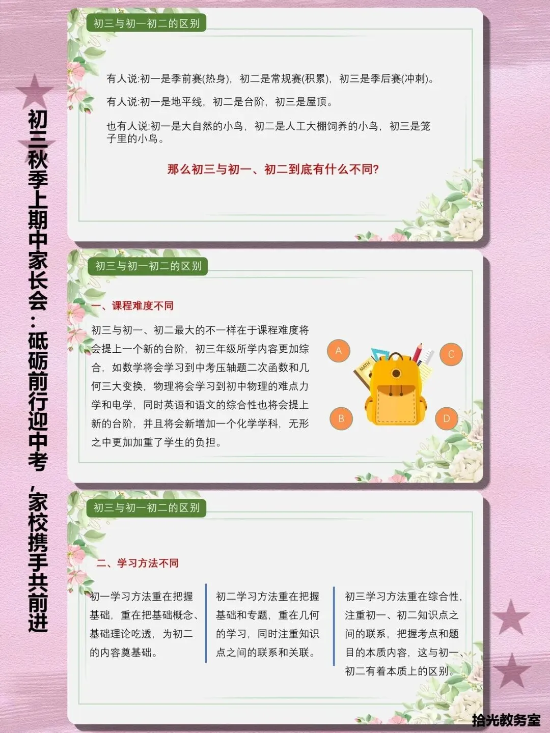 初三家长不会开?这份65页＂中考冲刺＂家长会课件把战略战术全讲透了-第27张图片-四季读书网
