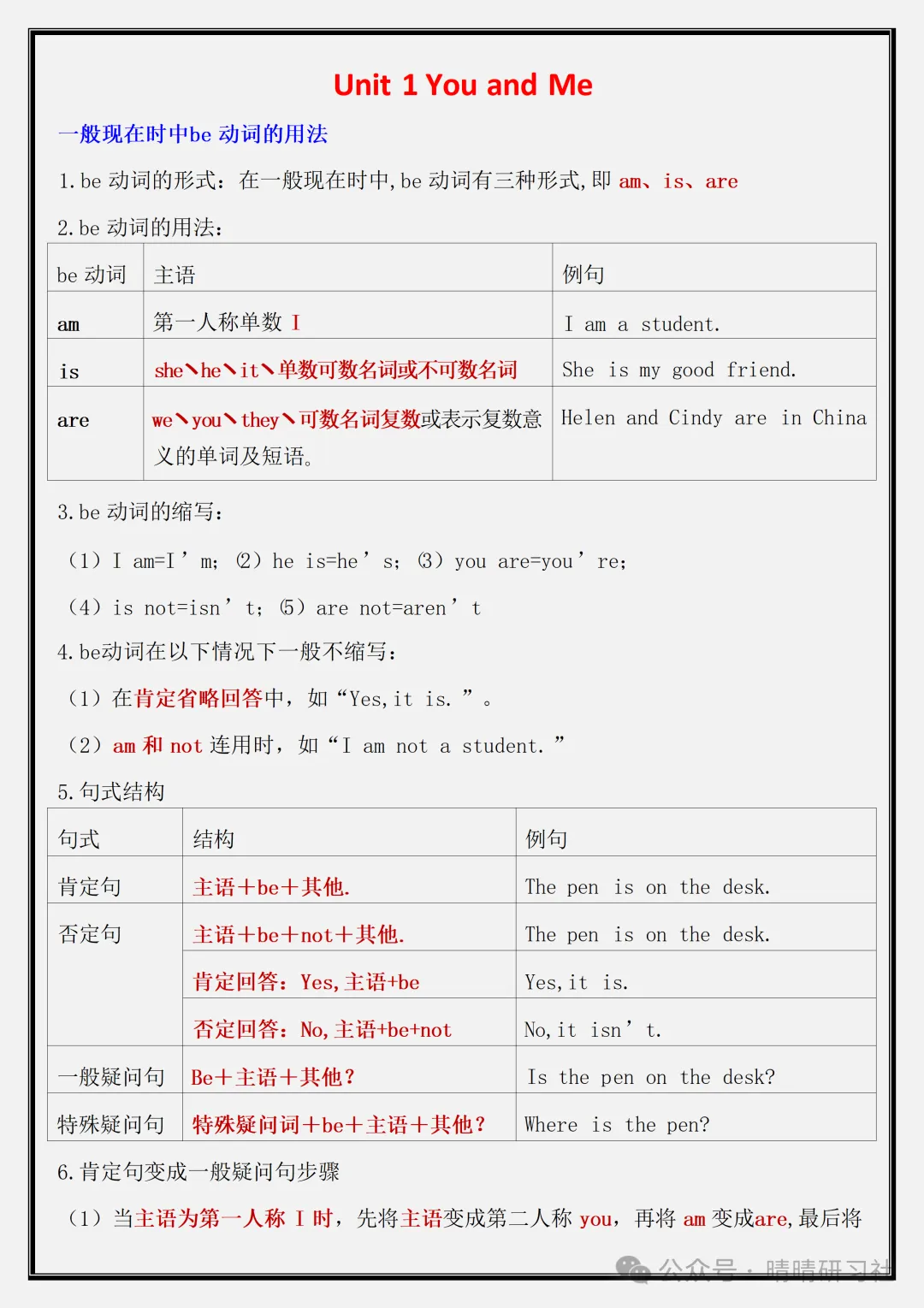 【初一】2026新版七年级上册英语全册必背重难点语法汇总,完整版可打印-第4张图片-四季读书网 【初一】2026新版七年级上册英语全册必背重难点语法汇总,完整版可打印-第4张图片-四季读书网