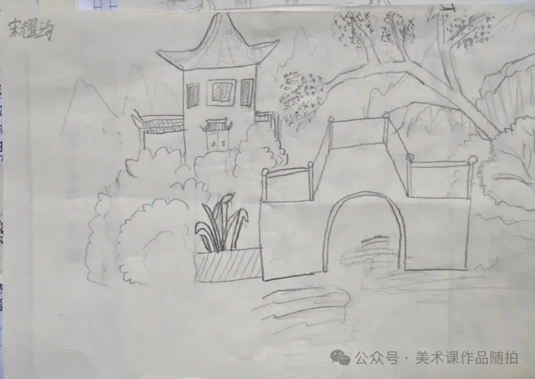 初二12班美术课堂作品《古典园林》-第10张图片-四季读书网