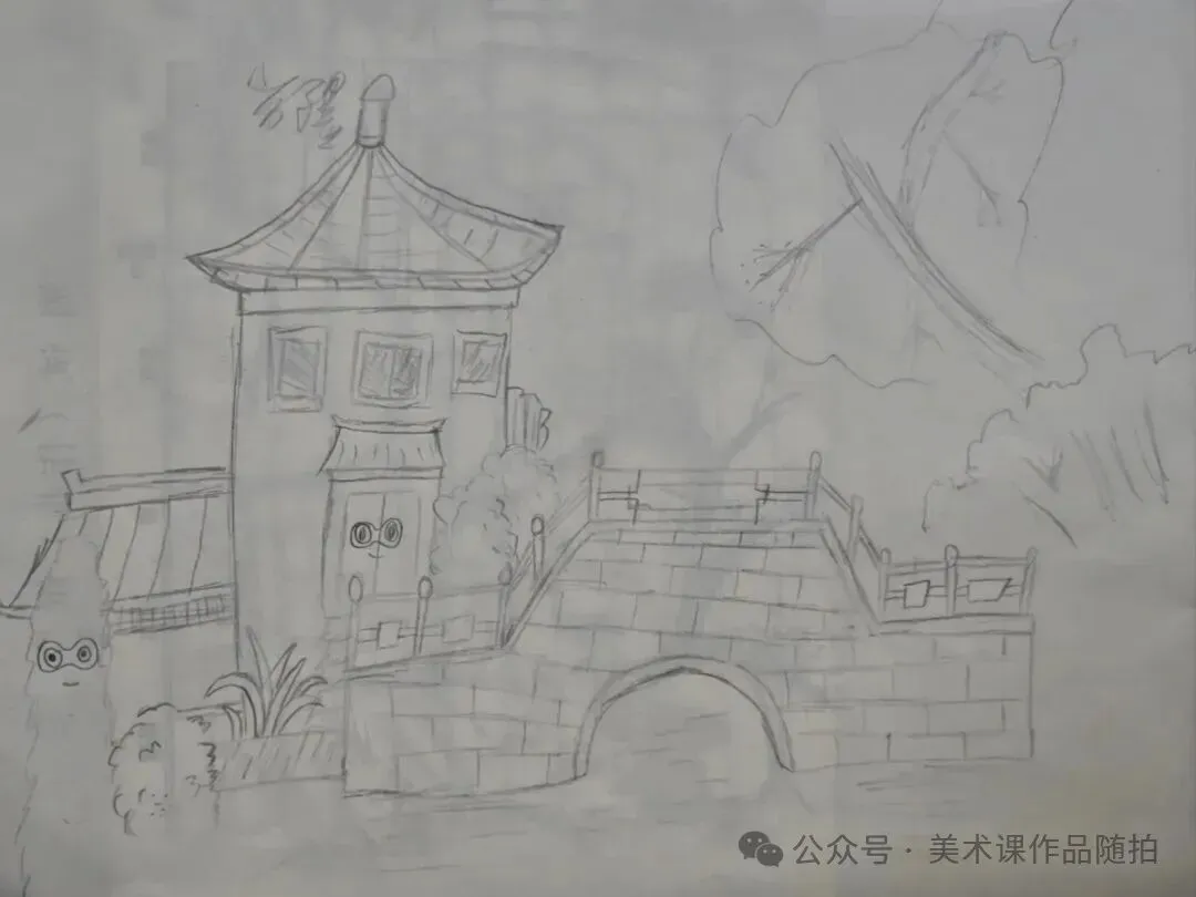 初二12班美术课堂作品《古典园林》-第12张图片-四季读书网