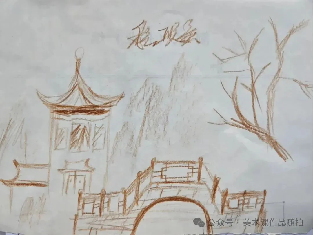 初二12班美术课堂作品《古典园林》-第14张图片-四季读书网