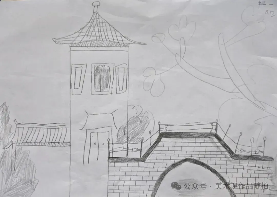 初二12班美术课堂作品《古典园林》-第15张图片-四季读书网
