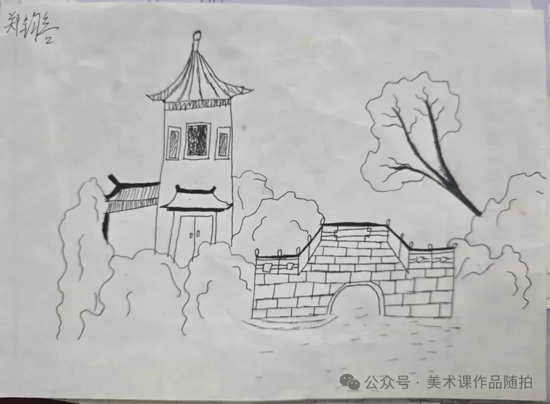 初二12班美术课堂作品《古典园林》-第20张图片-四季读书网