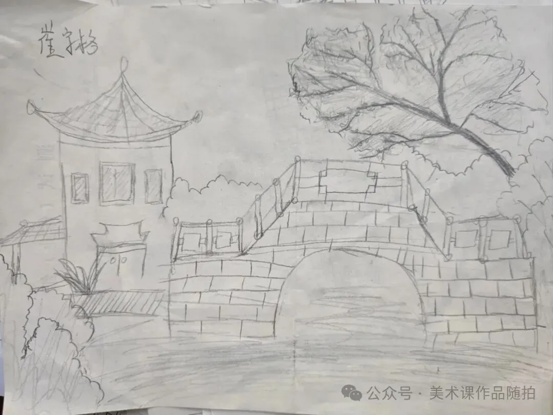 初二12班美术课堂作品《古典园林》-第22张图片-四季读书网