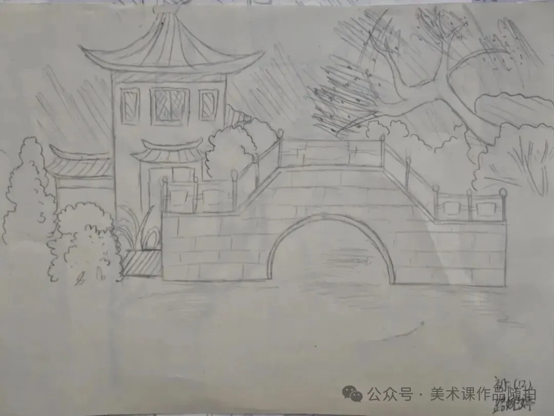 初二12班美术课堂作品《古典园林》-第29张图片-四季读书网