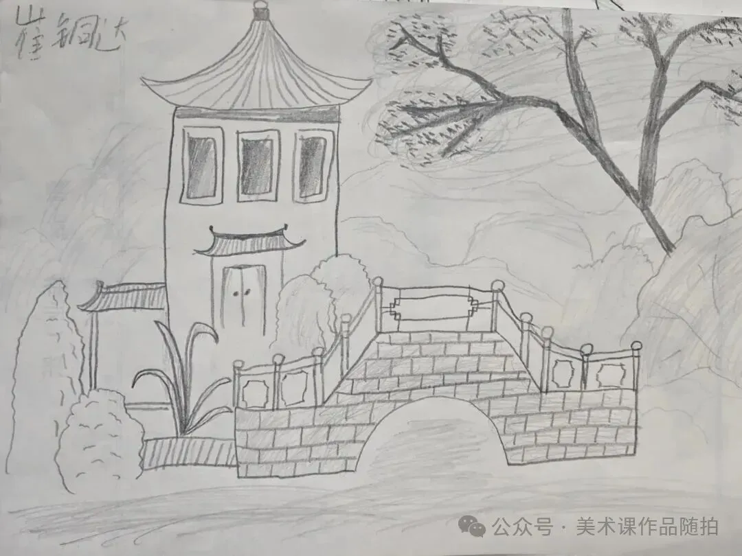初二12班美术课堂作品《古典园林》-第33张图片-四季读书网