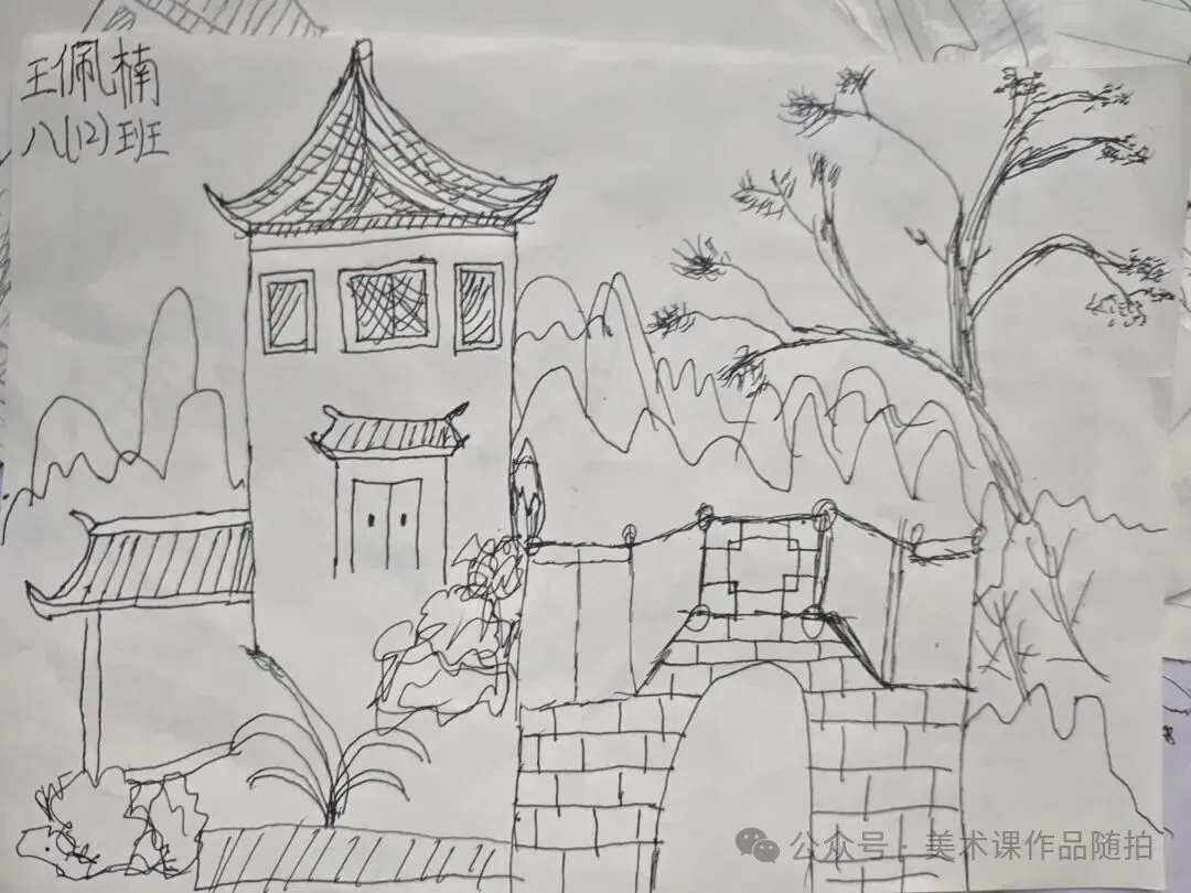 初二12班美术课堂作品《古典园林》-第37张图片-四季读书网