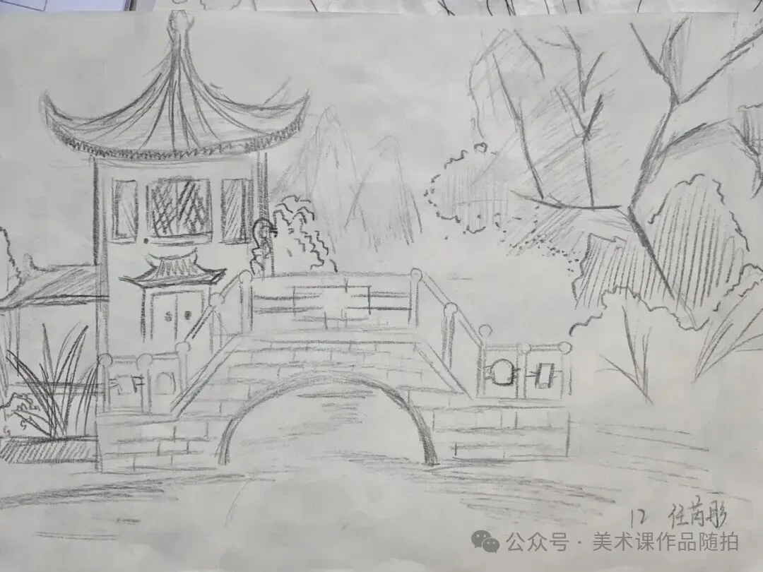 初二12班美术课堂作品《古典园林》-第40张图片-四季读书网