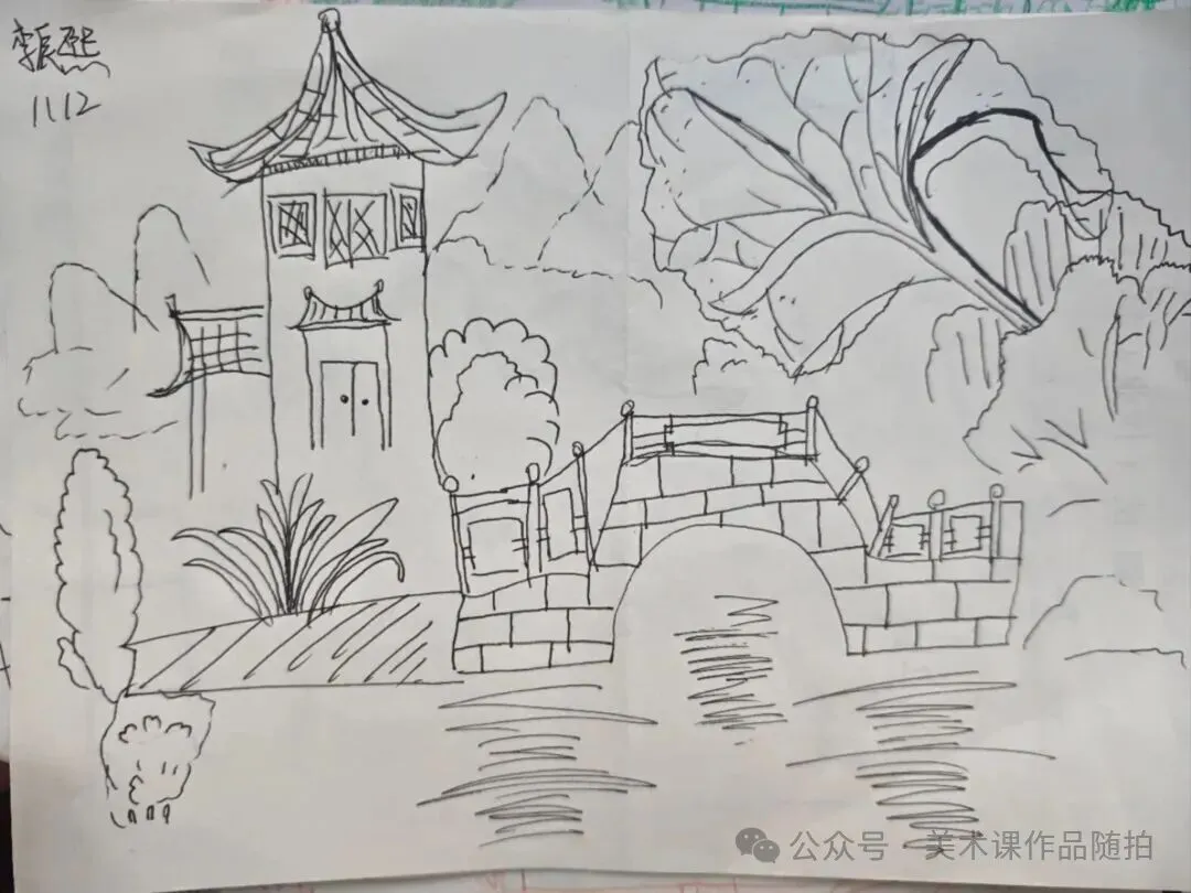 初二12班美术课堂作品《古典园林》-第53张图片-四季读书网
