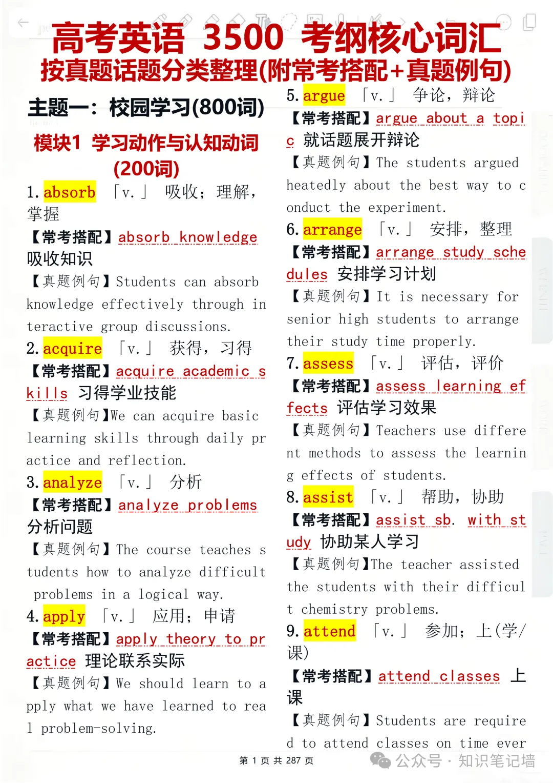 高考英语 3500 考纲核心词汇,按真题话题分类整理(附常考搭配+例句),建议打印出来反复背诵-第1张图片-四季读书网