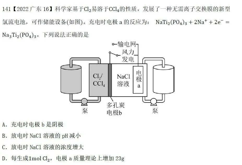 高考化学选择题微课主题07∣电化学141-150(本期为2022年的10道题)-第2张图片-四季读书网