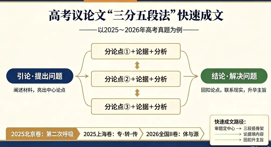 高考议论文“三分五段法”快速成文——以2025~2026年高考真题为例-第1张图片-四季读书网