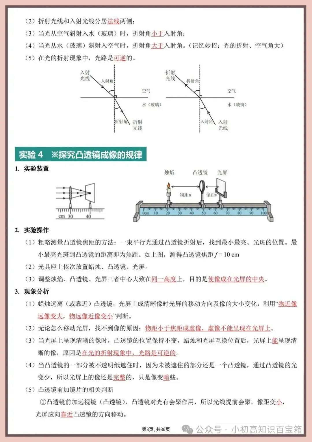 2026年新版【中考物理】实验总结(重点复习资料,背诵版)电子版可打印-第4张图片-四季读书网