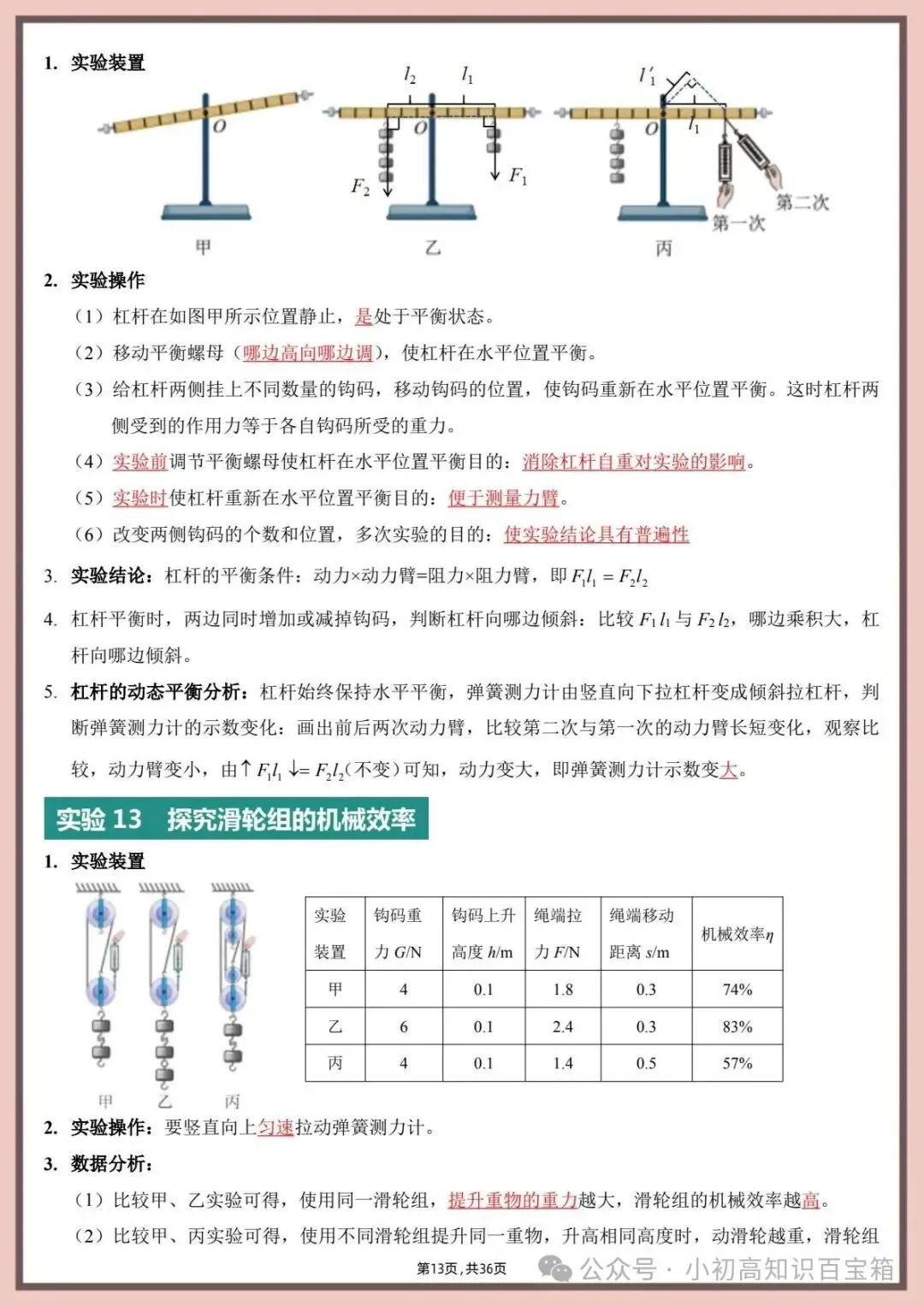 2026年新版【中考物理】实验总结(重点复习资料,背诵版)电子版可打印-第14张图片-四季读书网