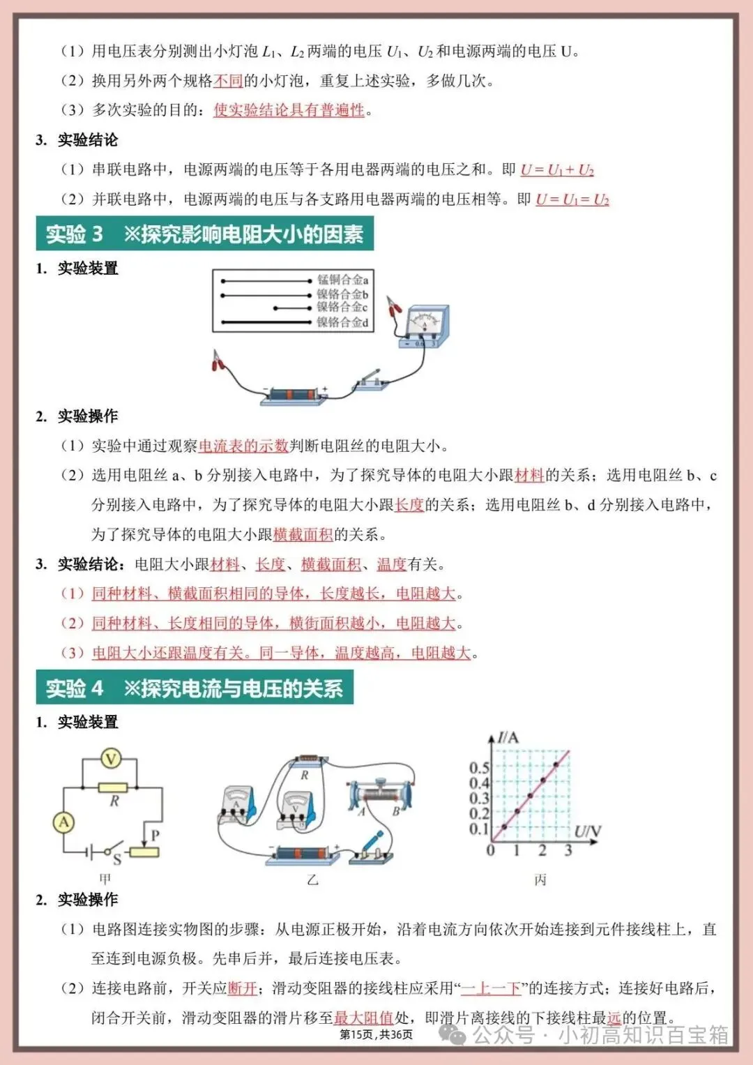 2026年新版【中考物理】实验总结(重点复习资料,背诵版)电子版可打印-第16张图片-四季读书网
