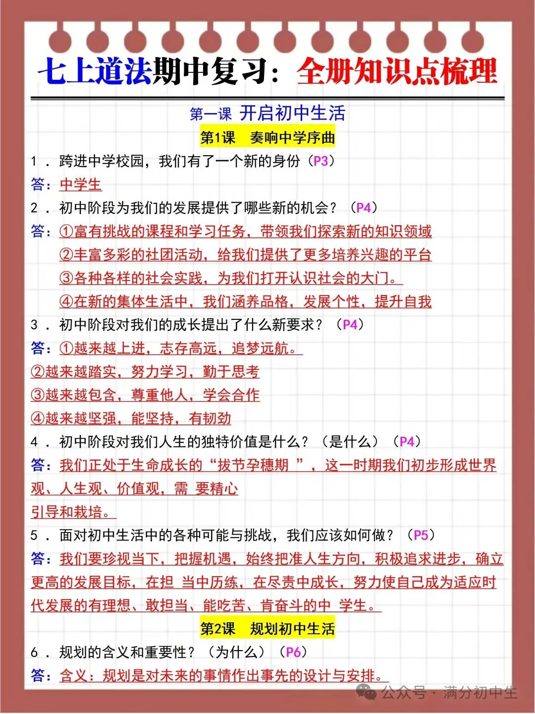 初一新教材七上全学科核心知识考点梳理背读总结电子打印版!(2026 新)-第14张图片-四季读书网 初一新教材七上全学科核心知识考点梳理背读总结电子打印版!(2026 新)-第14张图片-四季读书网