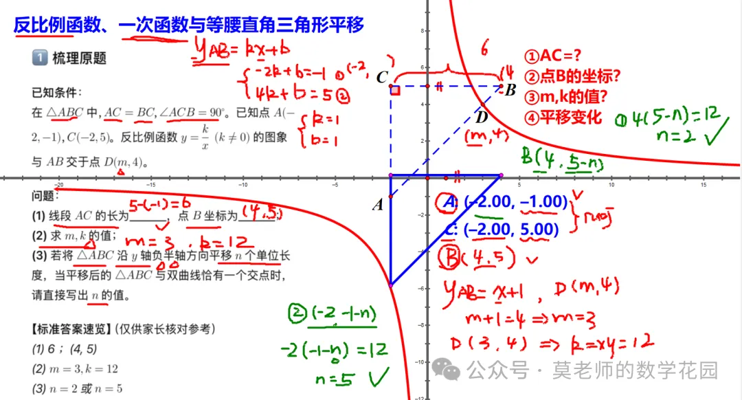 中考满分必备(代数与几何大综合):反比例函数+一次函数+等腰直角三角形+平移+有且只有一个交点+数形结合数学思想(配视频讲解)-第3张图片-四季读书网 中考满分必备(代数与几何大综合):反比例函数+一次函数+等腰直角三角形+平移+有且只有一个交点+数形结合数学思想(配视频讲解)-第3张图片-四季读书网