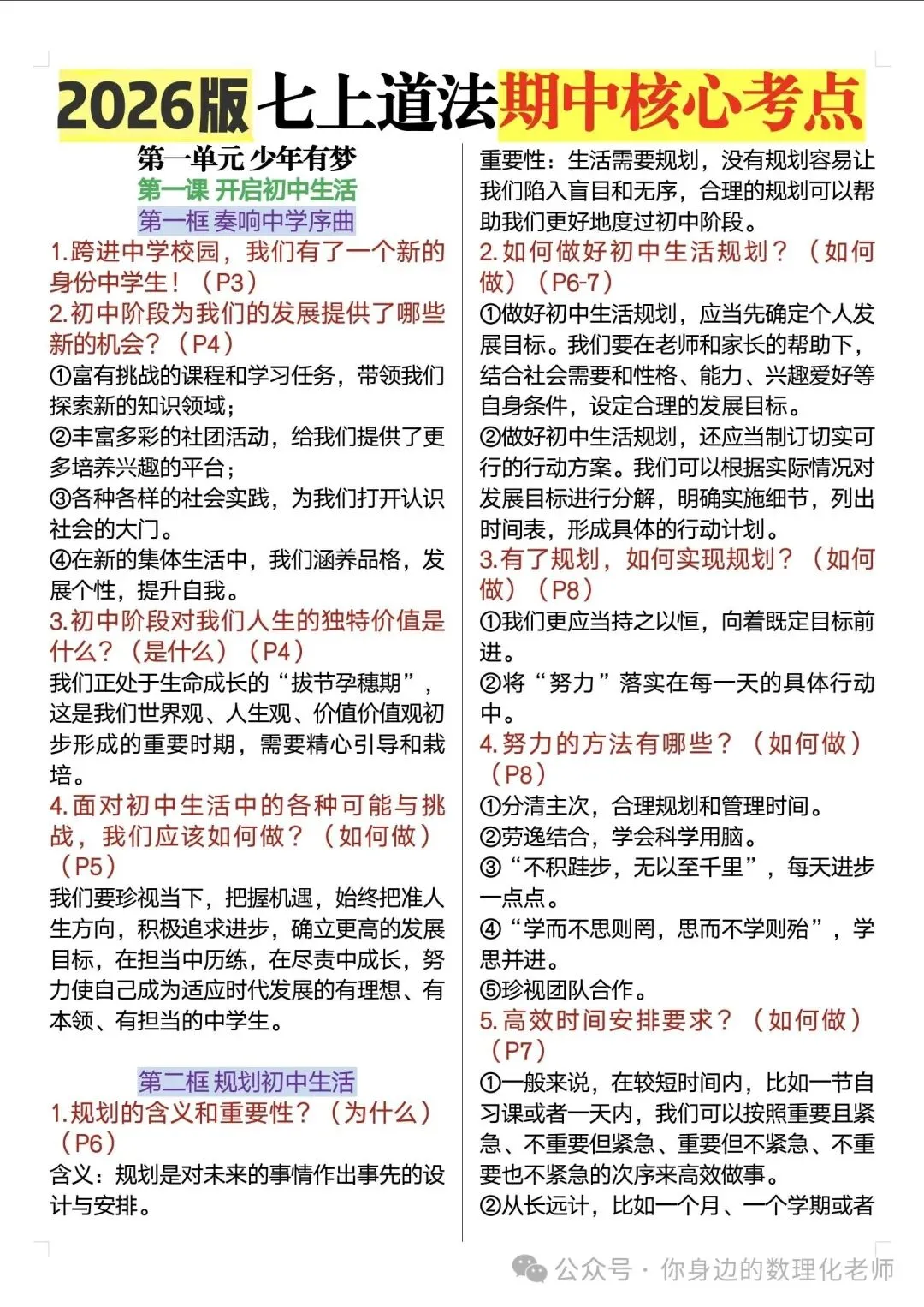 初一期中道法别死记硬背!这份考点帮孩子少丢分-第3张图片-四季读书网