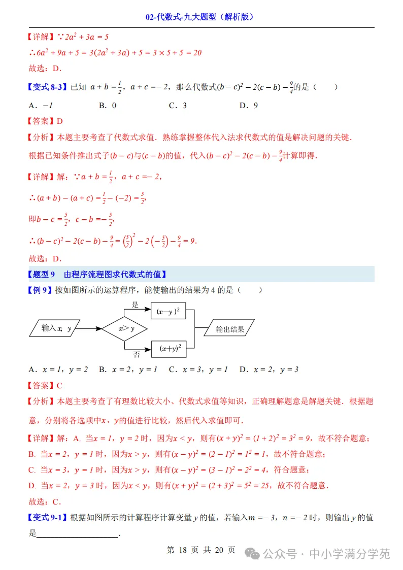 初一数学上册:《代数式》九个题型,例解+变式训练,全面掌握!-第19张图片-四季读书网 初一数学上册:《代数式》九个题型,例解+变式训练,全面掌握!-第19张图片-四季读书网