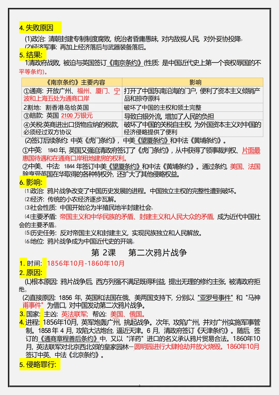 初二新版【八上历史】全册必背核心考点知识梳理汇总,2026届有完整版可打印-第4张图片-四季读书网