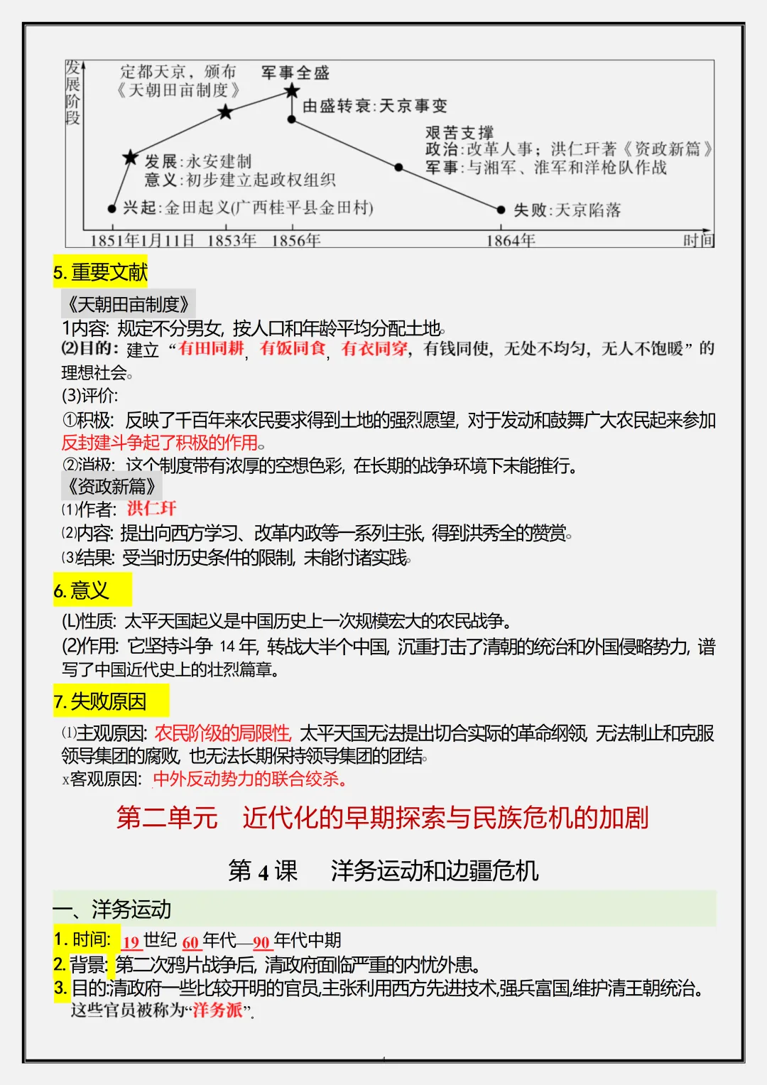 初二新版【八上历史】全册必背核心考点知识梳理汇总,2026届有完整版可打印-第6张图片-四季读书网