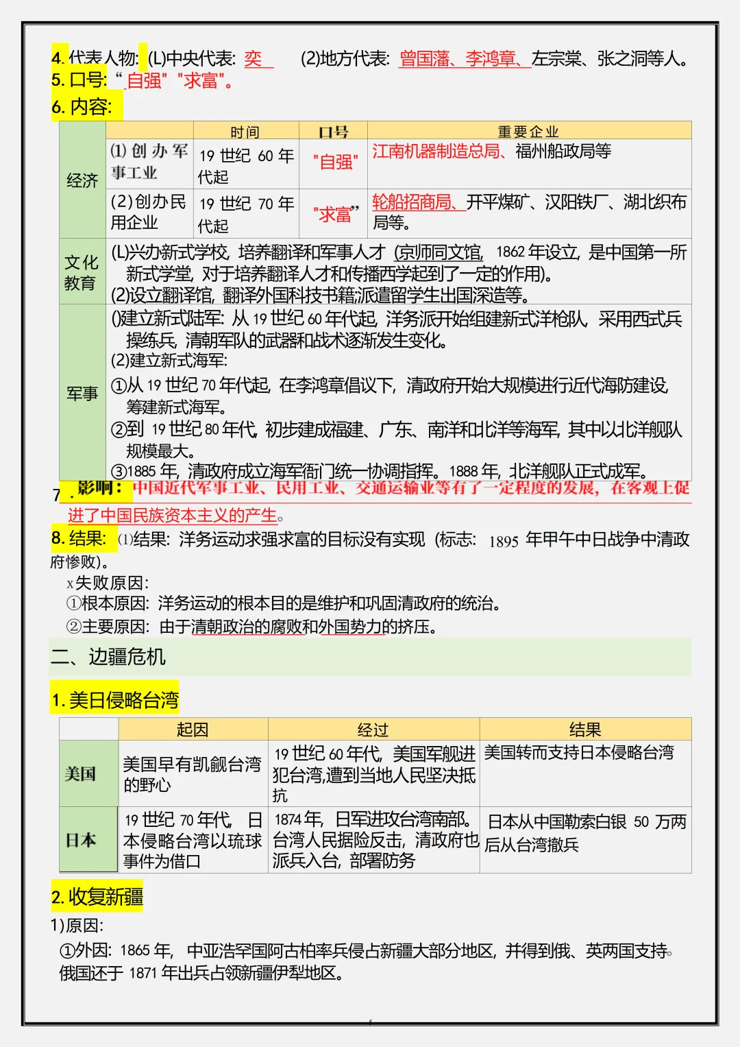 初二新版【八上历史】全册必背核心考点知识梳理汇总,2026届有完整版可打印-第7张图片-四季读书网