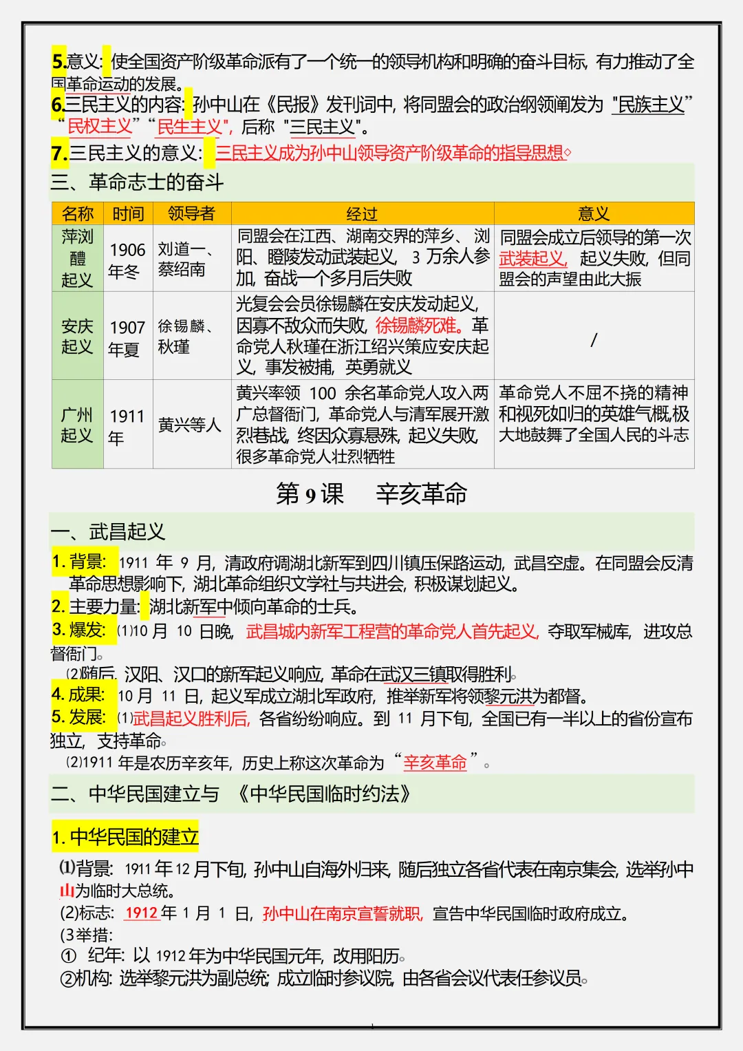 初二新版【八上历史】全册必背核心考点知识梳理汇总,2026届有完整版可打印-第13张图片-四季读书网