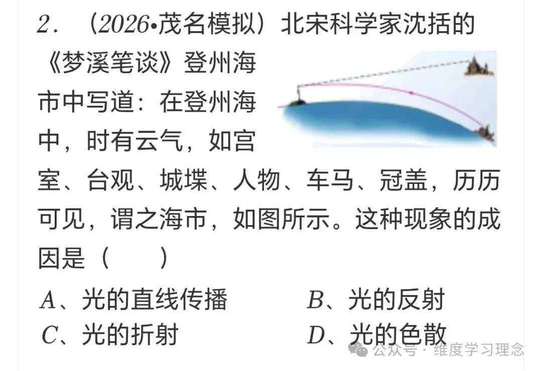 初二物理每日一练(光的折射)-第2张图片-四季读书网