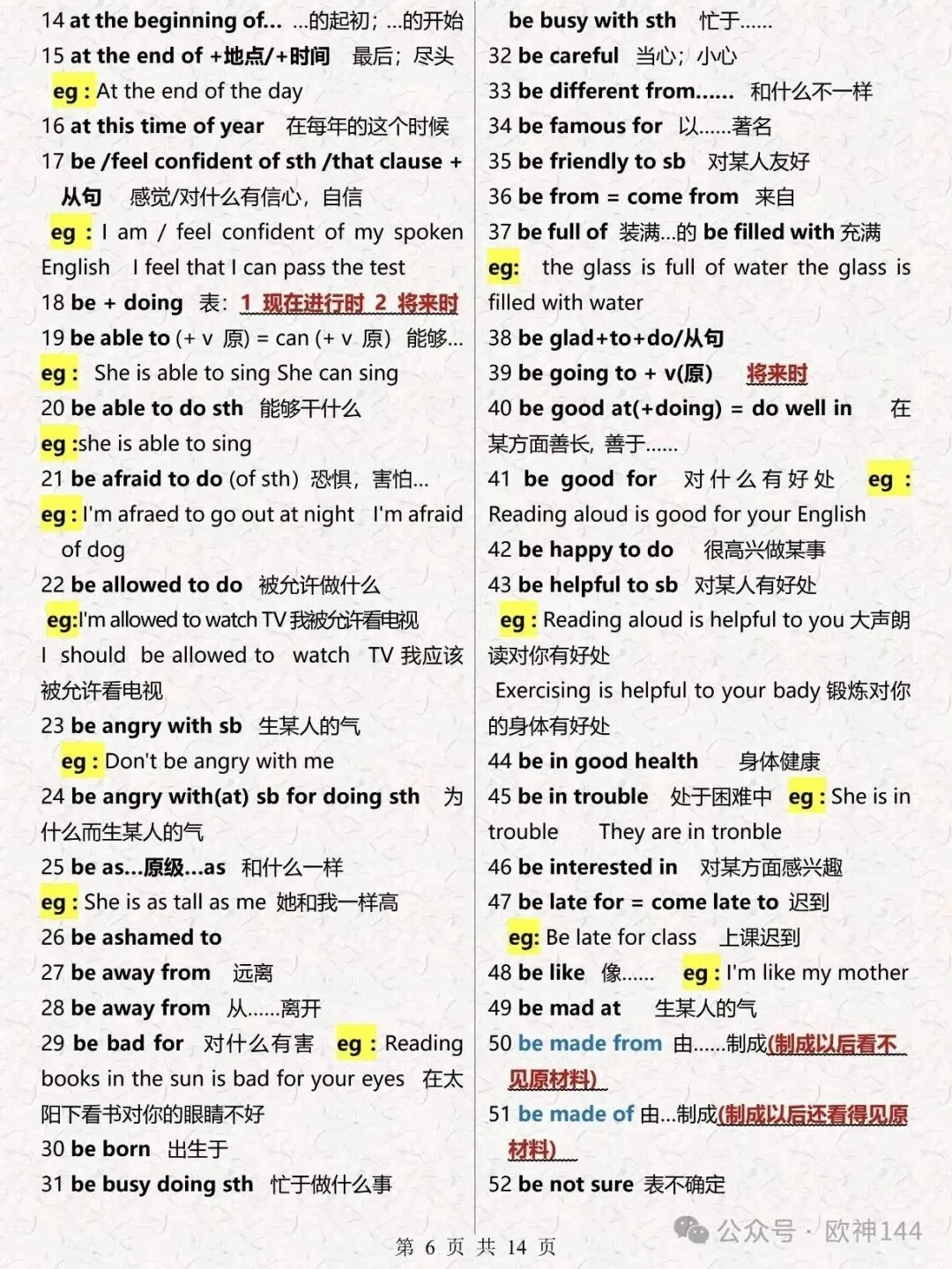 中考英语语法笔记,14页全覆盖-第7张图片-四季读书网