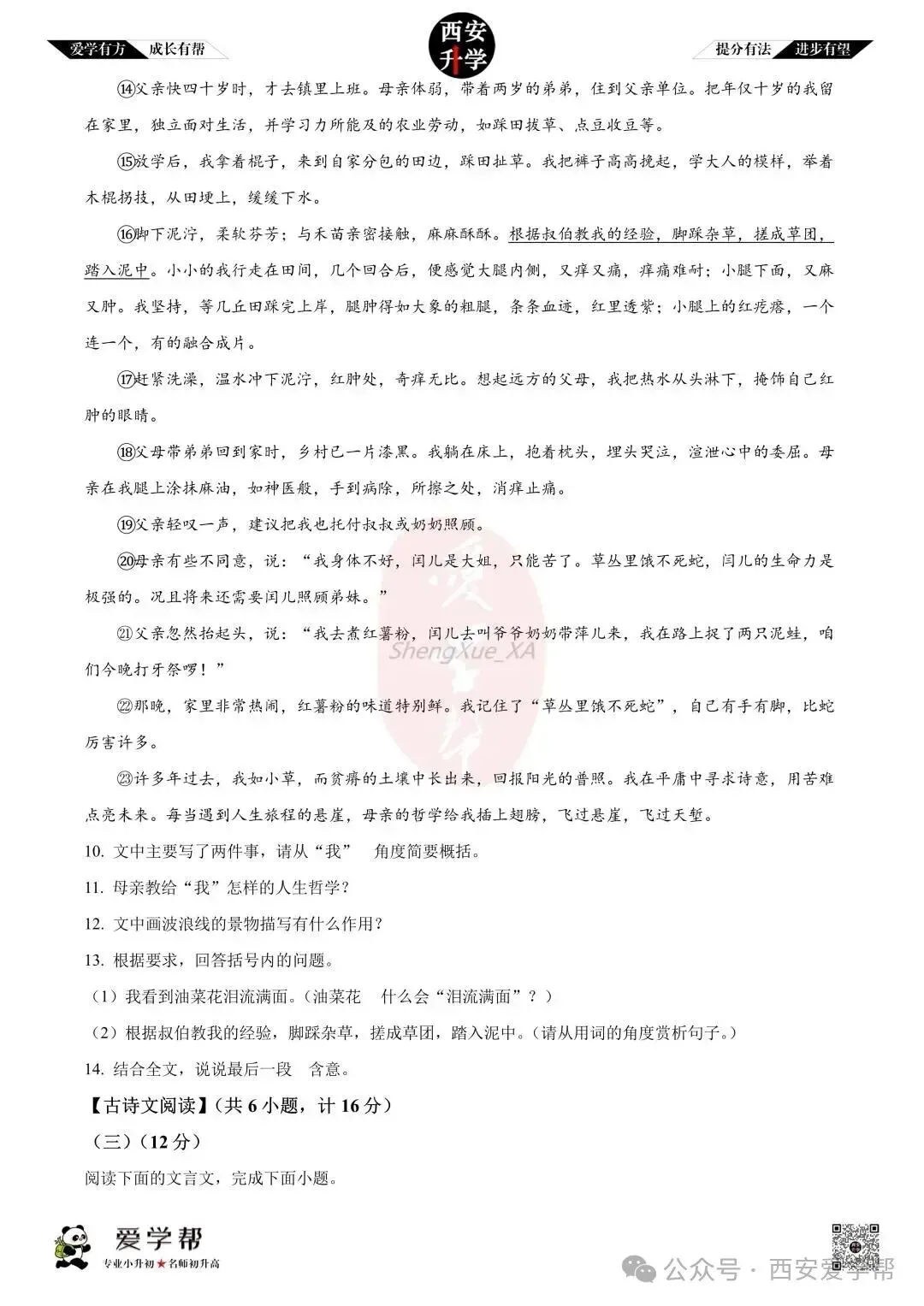 【初三真题 】九年级上学期 期中:高新一中陆港~语文(含答案解析)-第6张图片-四季读书网