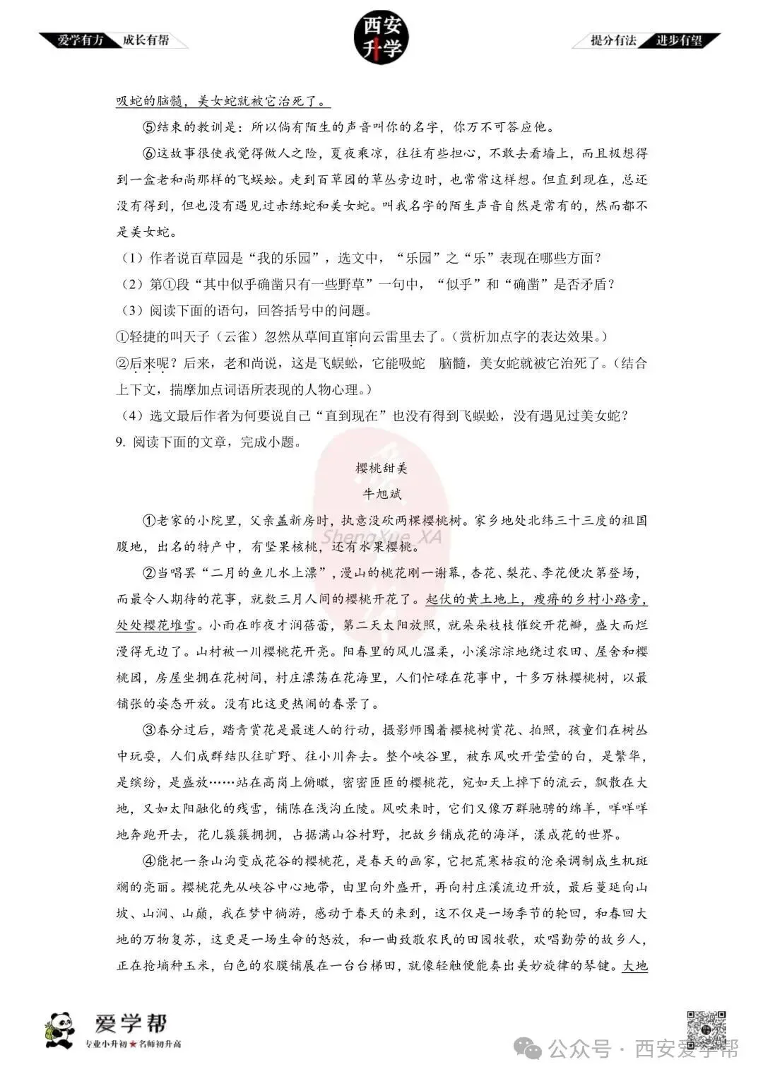 【初一真题 】七年级上学期 期中:高新一中陆港~语文(含答案解析)-第3张图片-四季读书网