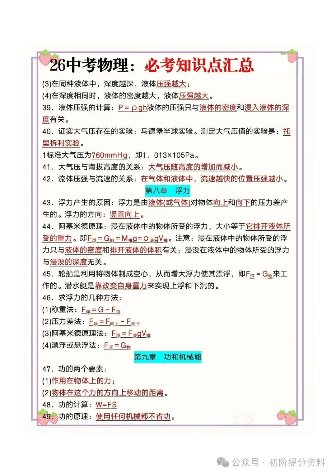 【攻略干货】26中考物理:必考知识点汇总(可分享)-第5张图片-四季读书网 【攻略干货】26中考物理:必考知识点汇总(可分享)-第5张图片-四季读书网
