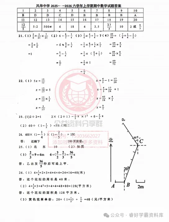 【初一/六上】2025年风华六(上)数学·期中试题及答案-第7张图片-四季读书网 【初一/六上】2025年风华六(上)数学·期中试题及答案-第7张图片-四季读书网