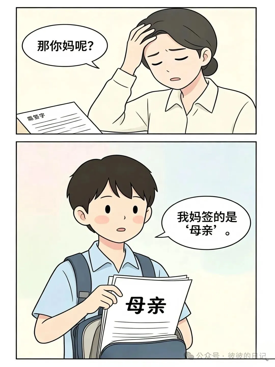 老师:“试卷拿回去,家长签字.”第二天,学生交上来,签字是“家长”.:老师:“你家长叫家长?-第4张图片-四季读书网