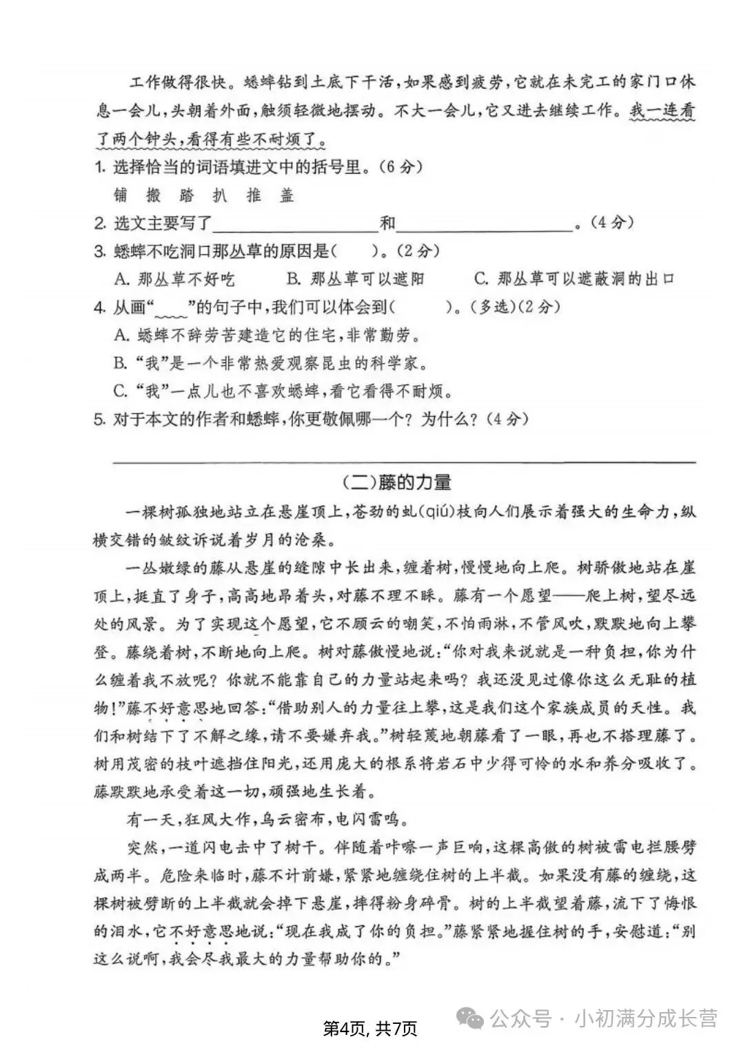 26年新版四年级上册语文《期中名校真题卷(人教版)》,电子版可打印-第5张图片-四季读书网