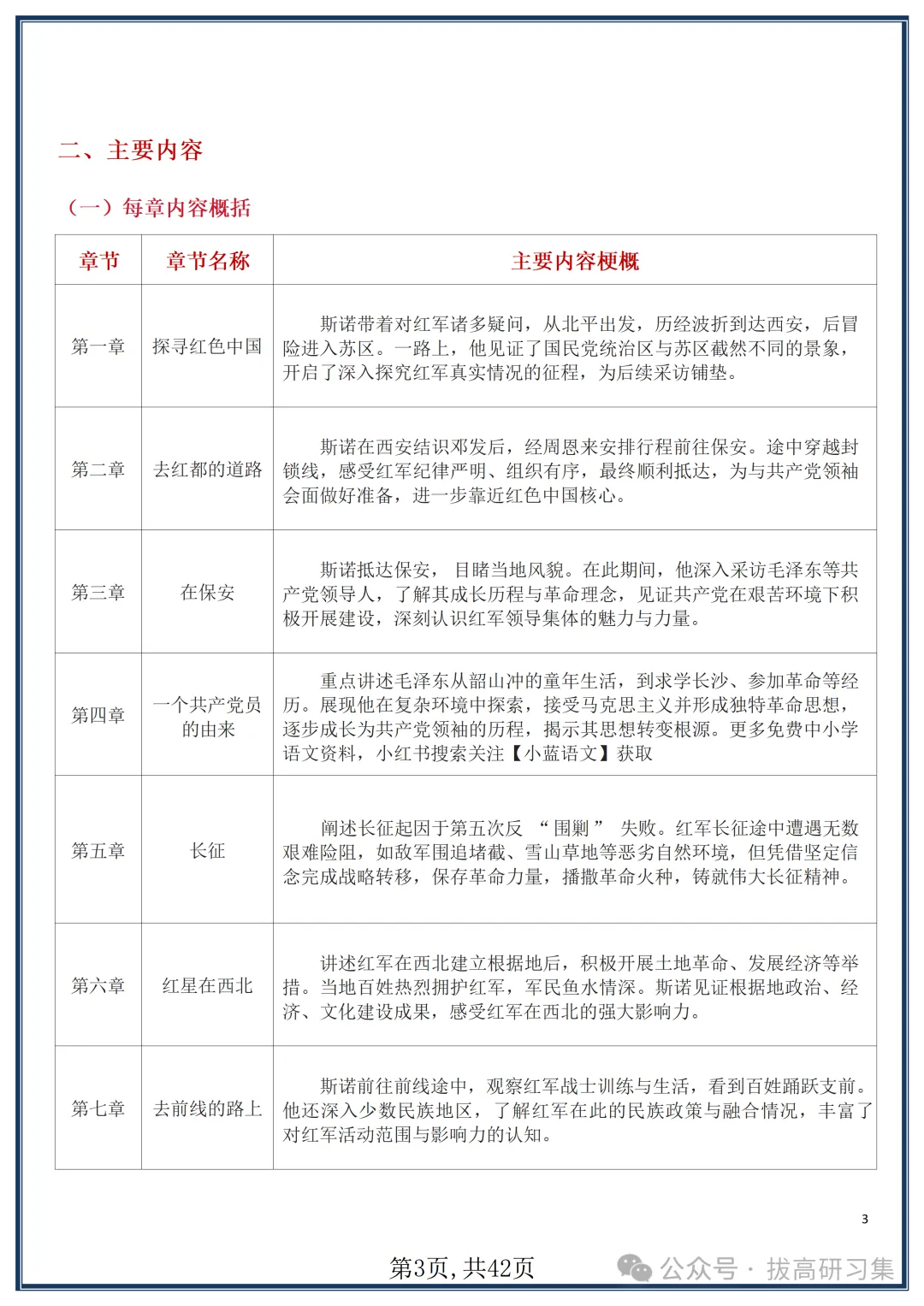 初二新版【八上语文】名著《红星照耀中国》知识点梳理+习题训练,2026届有完整版可打印-第5张图片-四季读书网 初二新版【八上语文】名著《红星照耀中国》知识点梳理+习题训练,2026届有完整版可打印-第5张图片-四季读书网