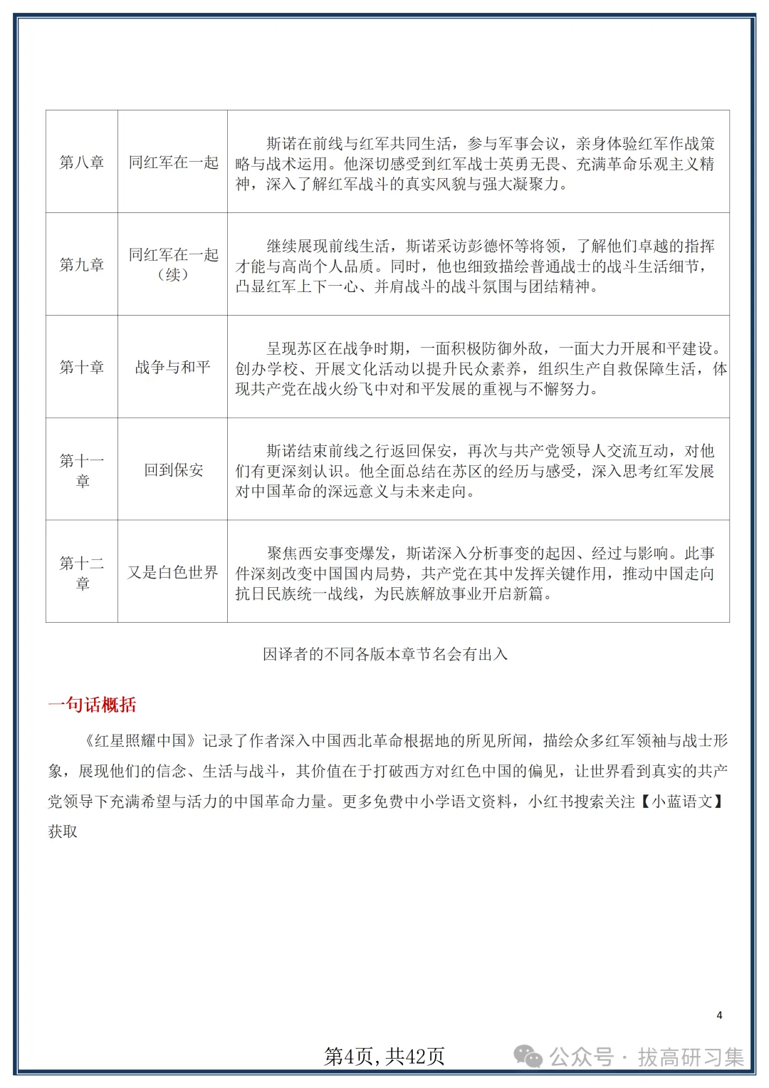 初二新版【八上语文】名著《红星照耀中国》知识点梳理+习题训练,2026届有完整版可打印-第6张图片-四季读书网 初二新版【八上语文】名著《红星照耀中国》知识点梳理+习题训练,2026届有完整版可打印-第6张图片-四季读书网