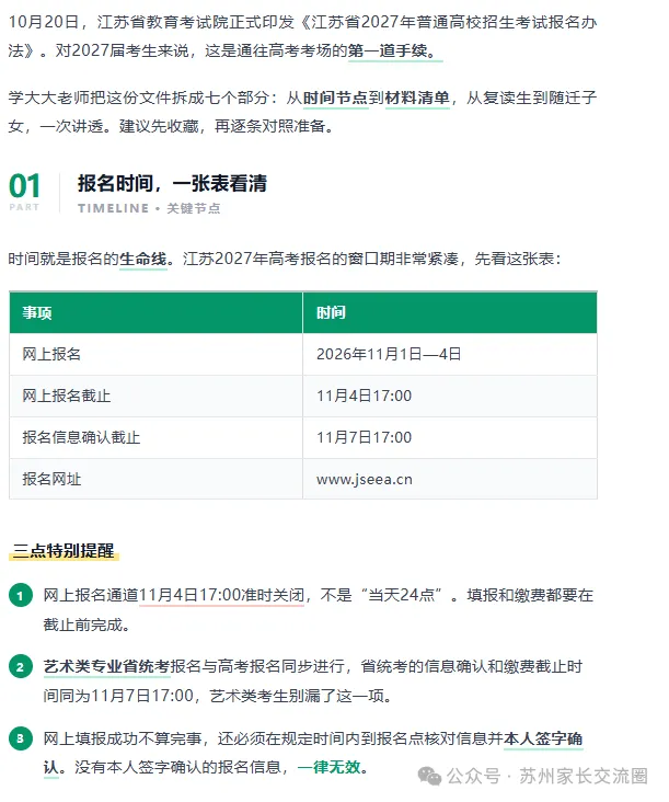 一文看懂江苏2027高考报名:时间、材料、流程、费用全整理(建议收藏)复读社会考生重点看!-第1张图片-四季读书网