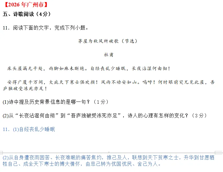 中考说 |2026年全国各地市中考语文专题四:诗歌赏析(含答案)-第7张图片-四季读书网