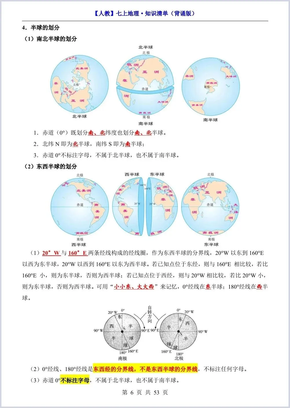 初一新教材七上地理期中必背知识考点梳理复习总结电子打印版!(2026 新)-第5张图片-四季读书网 初一新教材七上地理期中必背知识考点梳理复习总结电子打印版!(2026 新)-第5张图片-四季读书网