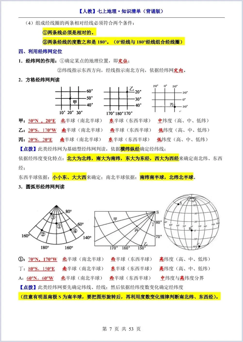 初一新教材七上地理期中必背知识考点梳理复习总结电子打印版!(2026 新)-第6张图片-四季读书网 初一新教材七上地理期中必背知识考点梳理复习总结电子打印版!(2026 新)-第6张图片-四季读书网