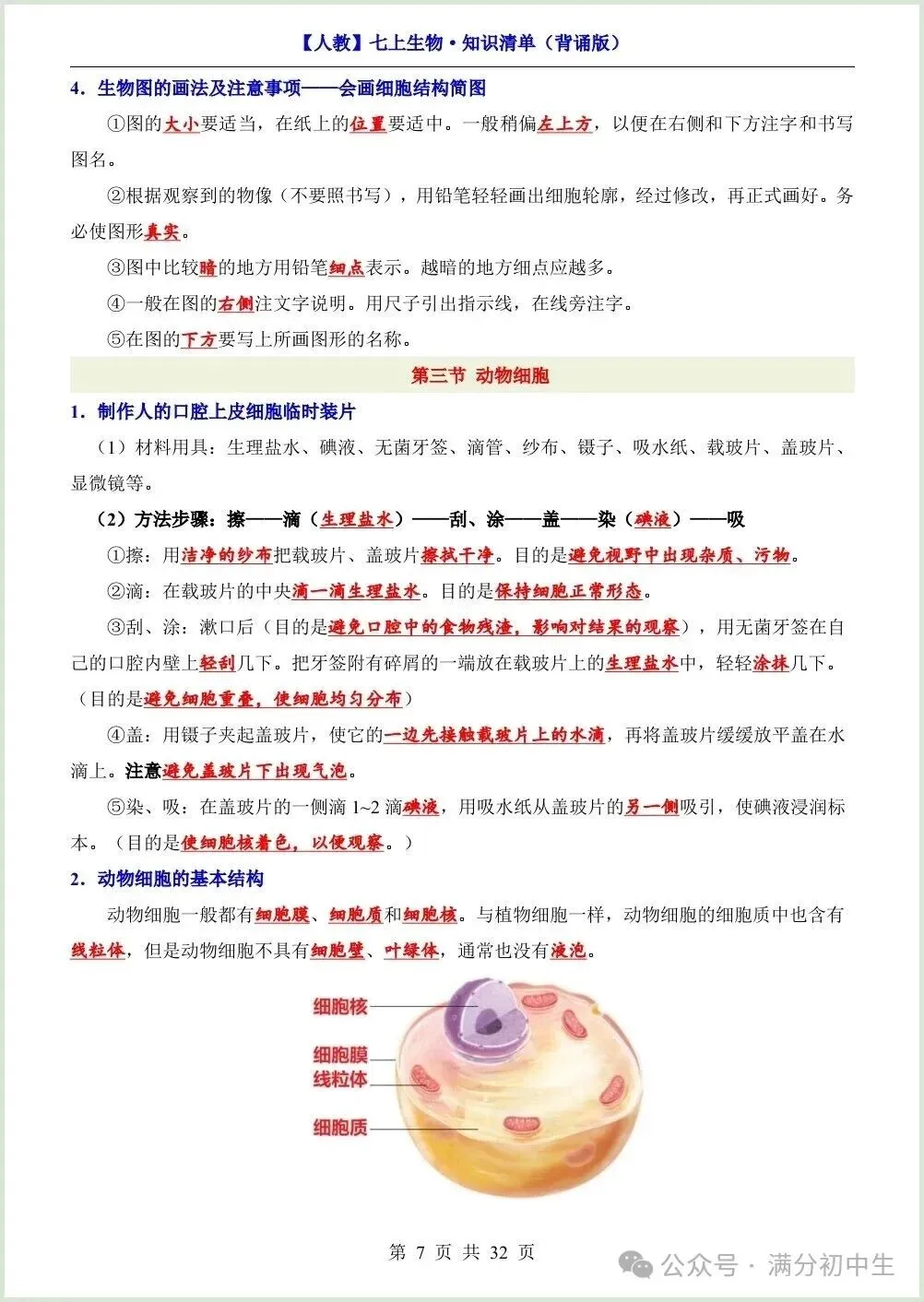 初一新教材七上生物期中必背知识考点梳理复习总结电子打印版!(2026 新)-第7张图片-四季读书网 初一新教材七上生物期中必背知识考点梳理复习总结电子打印版!(2026 新)-第7张图片-四季读书网