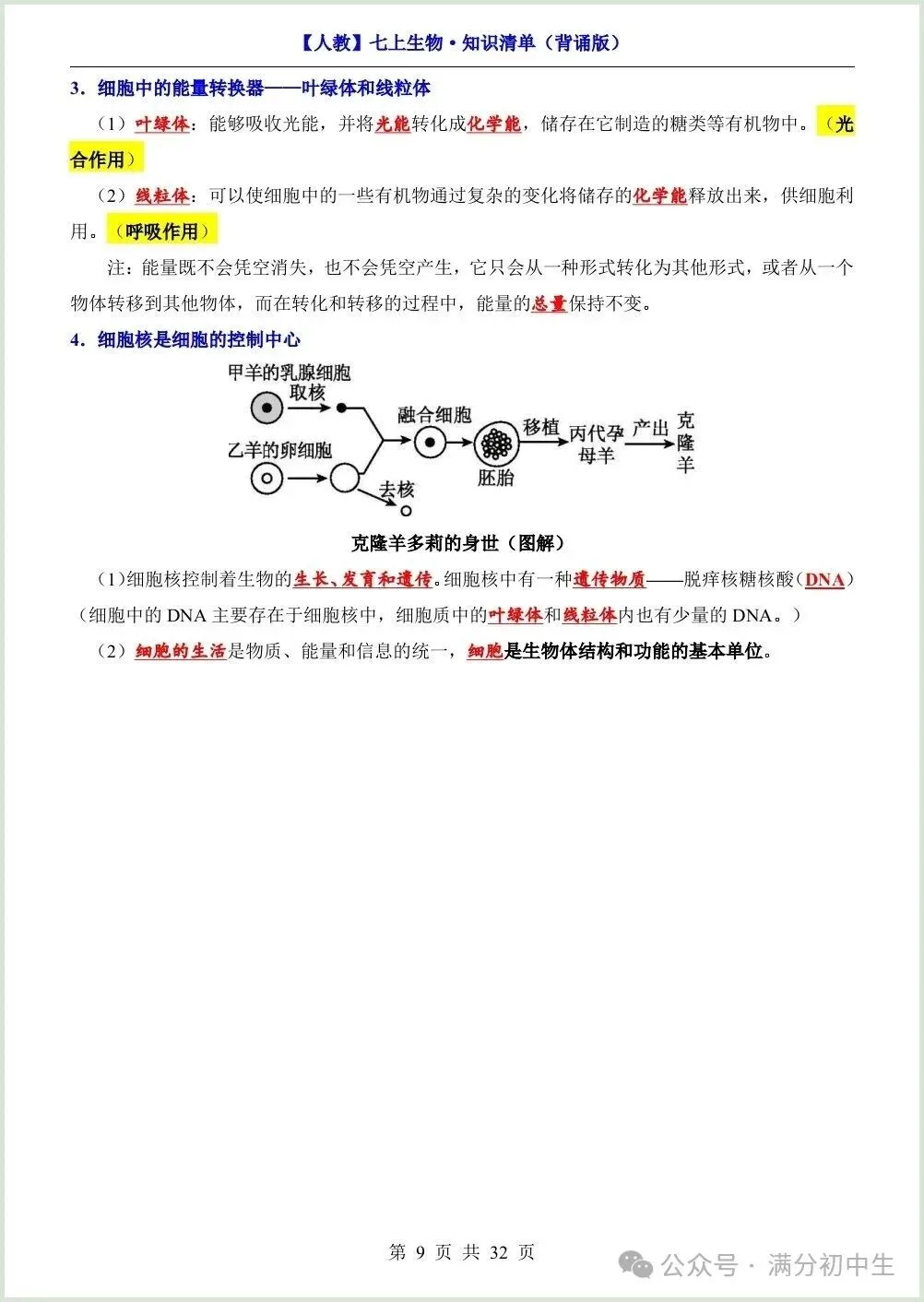 初一新教材七上生物期中必背知识考点梳理复习总结电子打印版!(2026 新)-第8张图片-四季读书网 初一新教材七上生物期中必背知识考点梳理复习总结电子打印版!(2026 新)-第8张图片-四季读书网